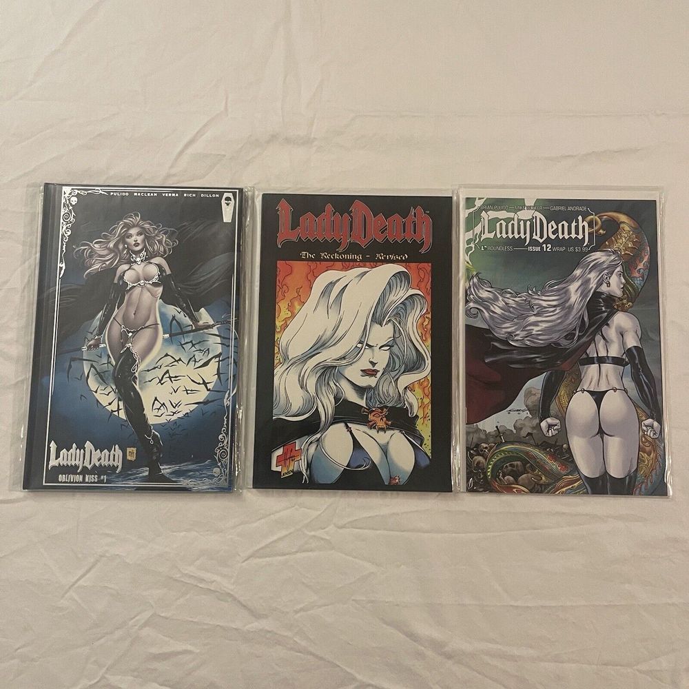 Lady Death Coffin Comic Kickstarter Lot Of 4 Oblivion Kiss 1/ The Reckoning